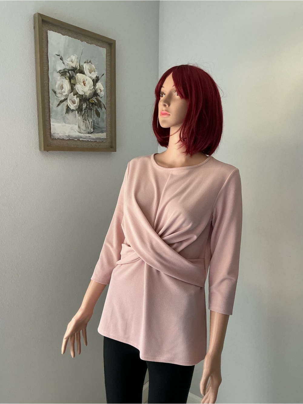 Dont Stop Believing Women's Twist-Front Blouse in Pale Pink - Picture 2 of 10
